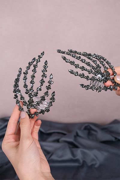 Hobigram إكسسوار شعر هينا للعروس مع مشبك مشط مزدوج وحجر للعروس الجميلة - إكسسوار الزفاف