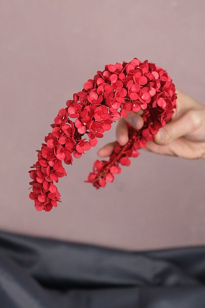 Hobigram تاج هينا الزفاف ذو الشكل الزهري الأحمر المخصص للعروس الجميلة - إكسسوار الزفاف