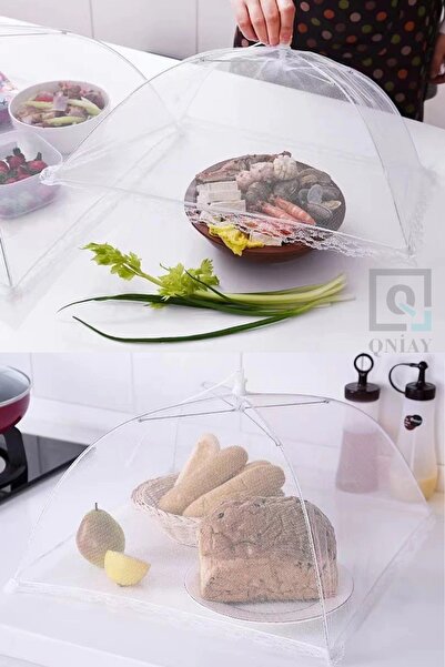 QNİAY Food Protector Tulle Square Umbrella Practical Openable Close Camping Food Protector Mosquito Net