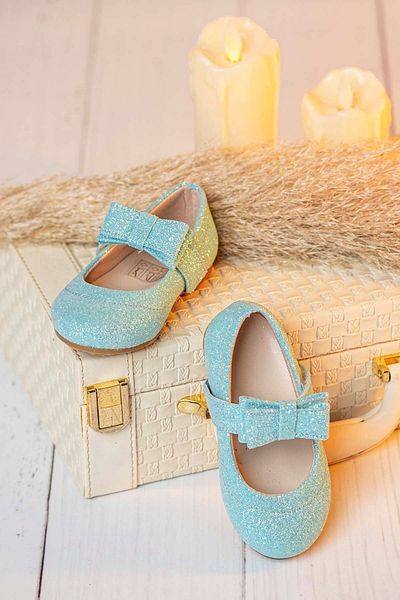 VUUDY Girl's Flats Turquoise Glitter