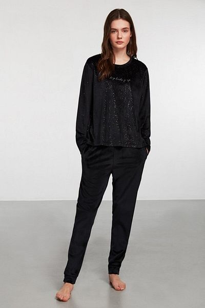Beach Fashion Combed Cotton Mood Velvet Pajama Set