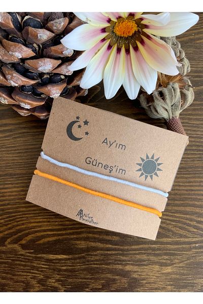Atölye Merdiven My Moon, My Sun Couple Bracelet, Spouse, Friend, Bff Bracelet, Rope Bracelet Set