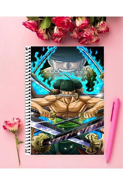 animeandyourworld Roronoa Zoro Special Design A4 Size 21*29 Cm Wired Striped Large Size Notebook