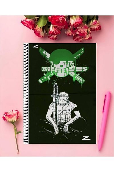 animeandyourworld Roronoa Zoro Special Design A4 Size 21*29 Cm Wired Striped Large Size Notebook