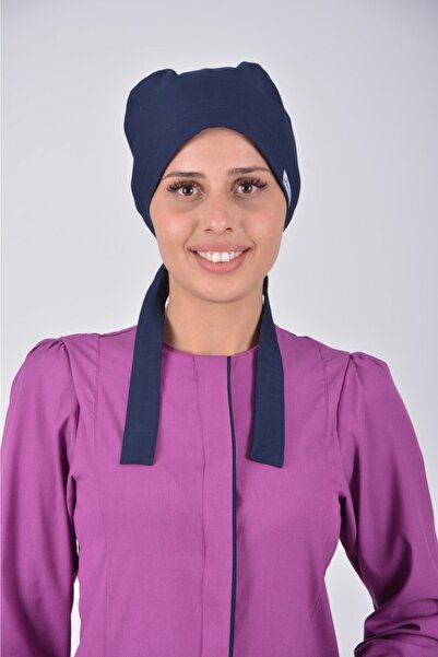 Nur Medikal Giyim Likralı Tesettür Bone - Düz Lacivert