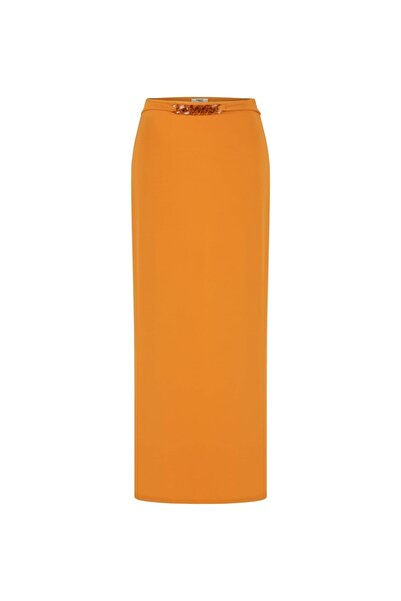 Twist for Gülşen Midi Skirt with Chain Accessory