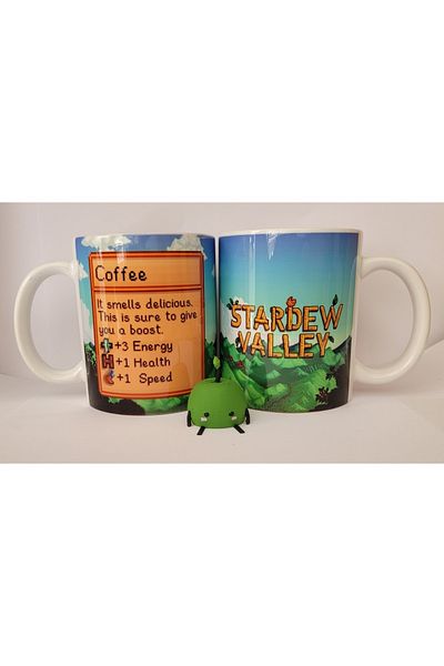 Pixxa Stardew Valley Coffee Mug Cup and Junimo Figure Set