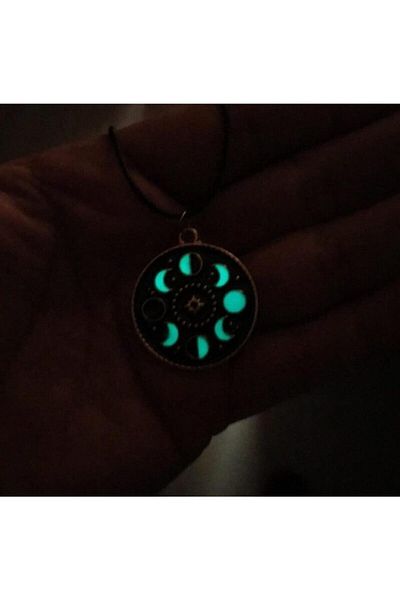 Acousticworld Neon Phosphorescent Glowing Moon Phase Zodiac Metal Necklace