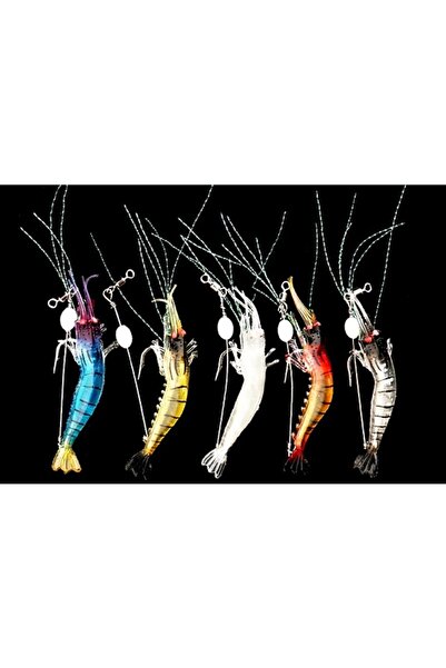 ardeppo 5 Adet - Silikon Yumuşak Kauçuk Sahte Karides 7,5 Cm - 5,5 Gr