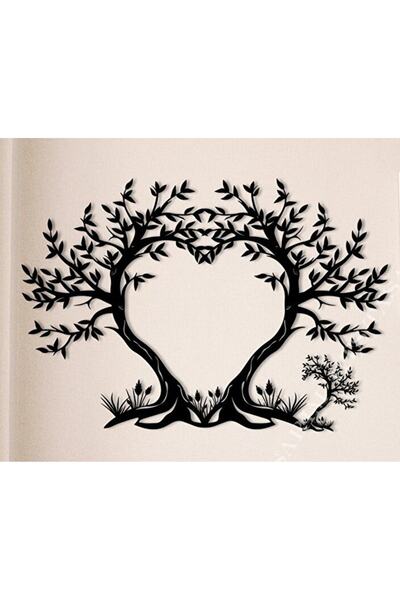 LEYLASER Kalp Ağaç Duvar Tablosu 75x50cm - Ahşap Dekoratif Modern Duvar Süsü ...