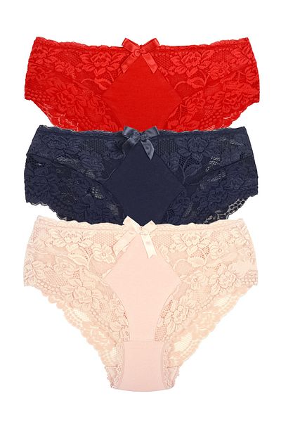 Zena 3-Piece Lace And Cotton Plus Size Women's Panties