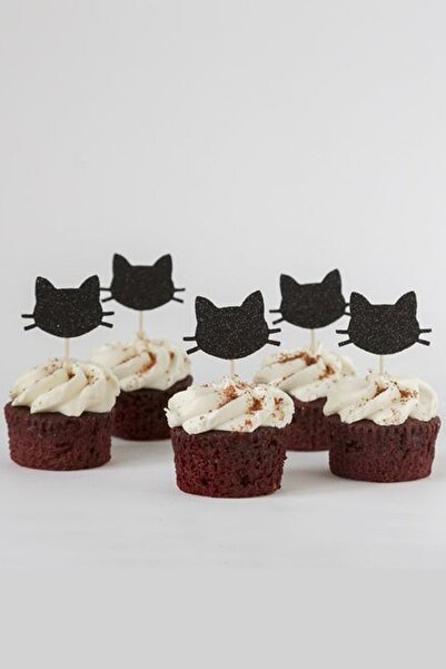 Harmoni Butik Kedi Şekilli 12 Adet Cupcake Süsü