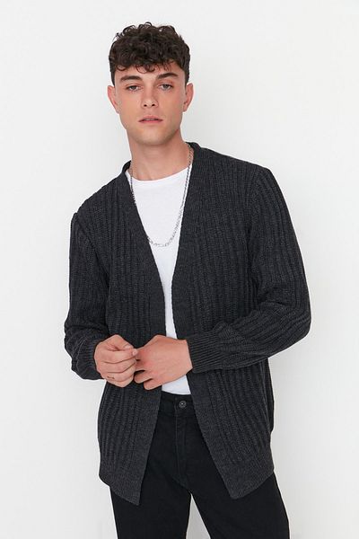 Trendyol Collection Strickjacke - Grau - Regular Fit