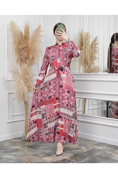 CİXAPLE Rochie lungă din viscoză cu guler cămașă