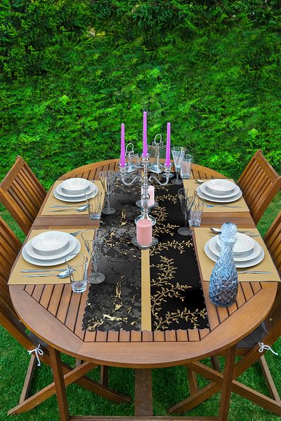 Realhomes Cream Tropical Flowers Special Design 1 Runner & 4 Colorful Placemat