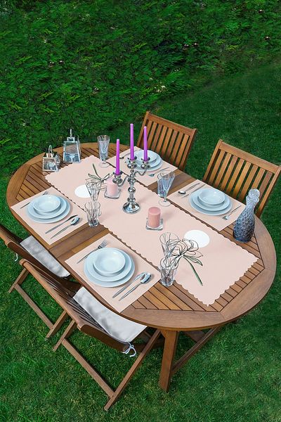 Realhomes Pink Background Oneline Modern with Rose Drawing 1 Runner & 4 Colorful American Service