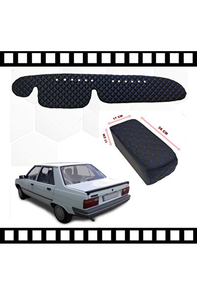 Point Renault 9 Uyumlu Spring Kolçak + Göğüs Halısı Siyah-Mavi Suni Deri