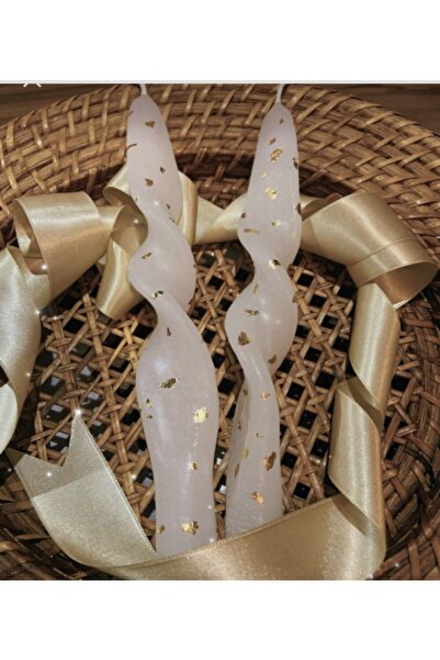 ersustore 2'li Tasarım Özel Renkli Burgulu Şamdan Mum Takımı