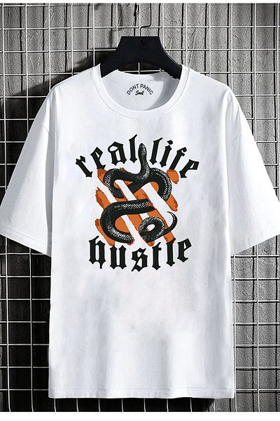 DEEPSENCE Unisex Oversize T-shirt Reallife Front Print White