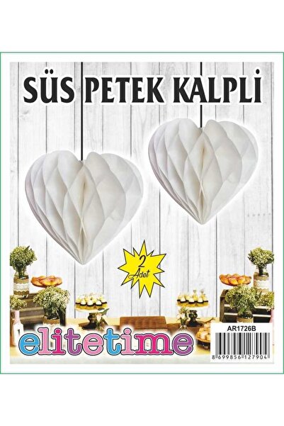 Genel Markalar Süs Ponpon Kalpli Beyaz 2'li Set 1 Paket