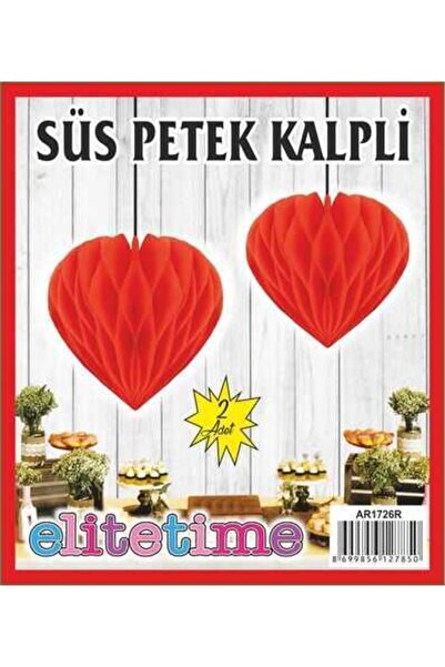 Acar Süs Süs Ponpon Kalpli Kırmızı 2'li Set 1 Paket