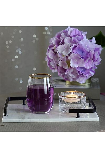 Akayev Marble White Black L Design 30x20 Cm Tray Marble Engagement Promise, Cheese Plate, Coffee Corner Presentation Holder
