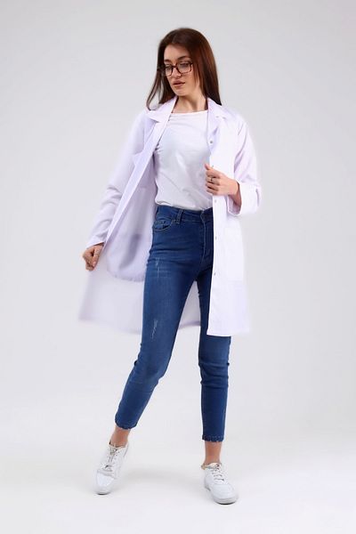 Çamdalı İş Elbiseleri Șorț de damă alb Alpaca Doctor Nurse - șorț de lucru alb pentru femei