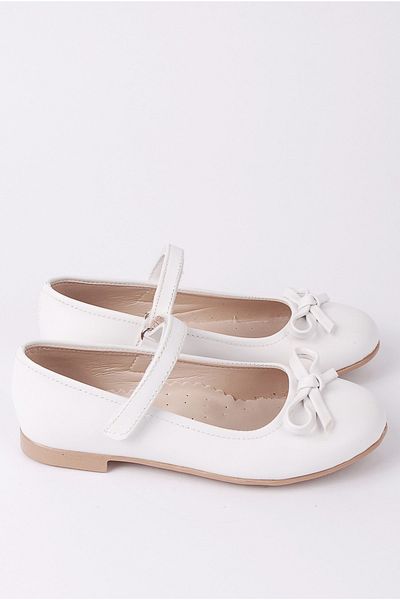 Rıdvan Çelik Bow Girls' Casual and Evening Dress Ballerina Shoes White Matte