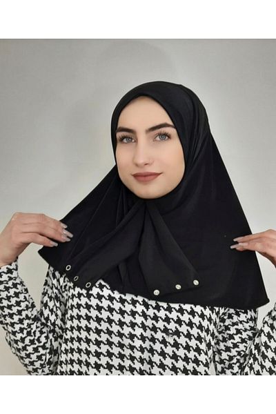 Ayselcehobi Black Snap Scarf Hijab Bone