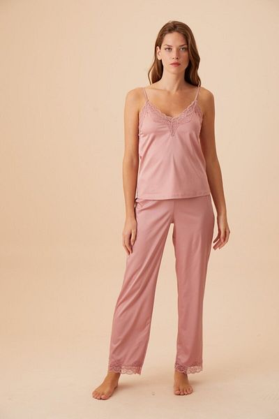 SUWEN Pink Pansy Lace Supant