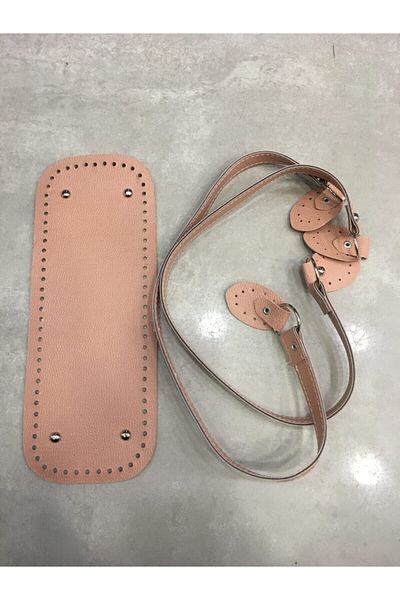 tuhafiyeci Leather Bag Base and Strap Set (POWDER)