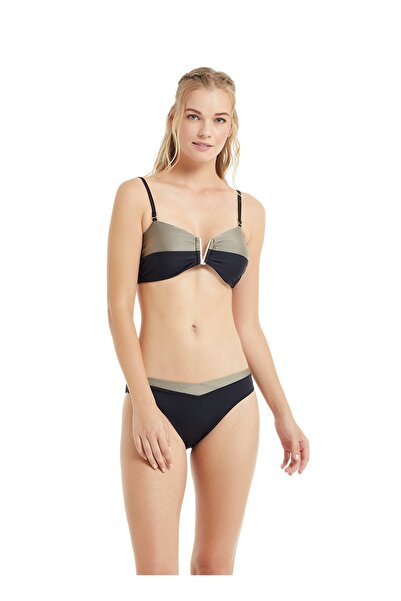 Blackspade 10124 Normal Kalıp Düz Siyah - Gümüş Kadın Bikini Üst