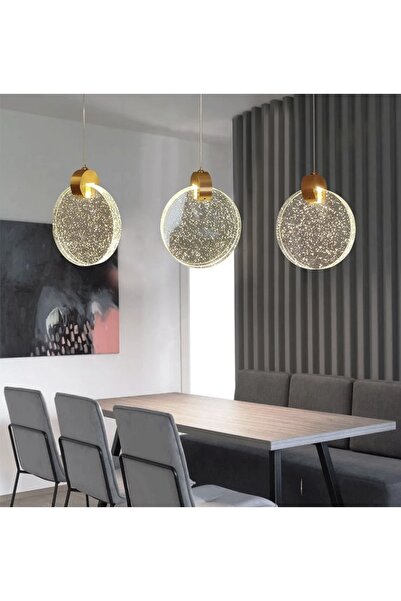 Fico Home Modern Luxury Sarkıt Üçlü Dikdörtgen Sıralı Kristal Camlı Led Avize...