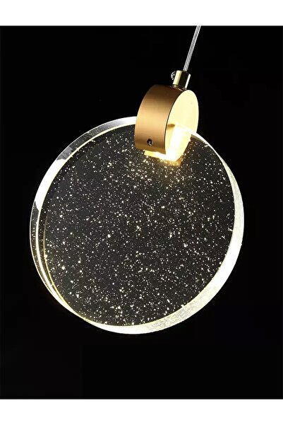 Fico Home Modern Luxury Sarkıt Üçlü Dikdörtgen Sıralı Kristal Camlı Led Avize Gold Sarı
