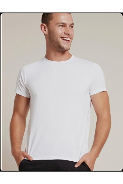 BENESSE Slim Fit White 0 γιακά Basic T-Shirt