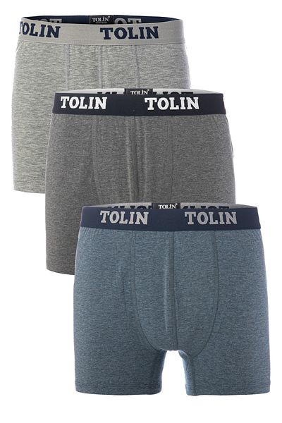 TOLIN Ανδρικό μονόχρωμο μπόξερ σετ 3 βαμβακερών Lycra 4147-02