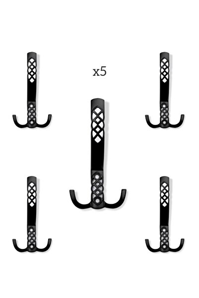 ARON Kristal Portmanto Vestiyer Askılığı Büyük Mat Siyah 5 Adet
