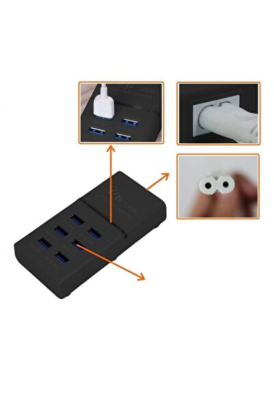 BY A.D.M Usb Çoğaltici 6 Usb Akıllı Şarj Cihazı Usb Güç Kablosu 1.2m Moda Sok...