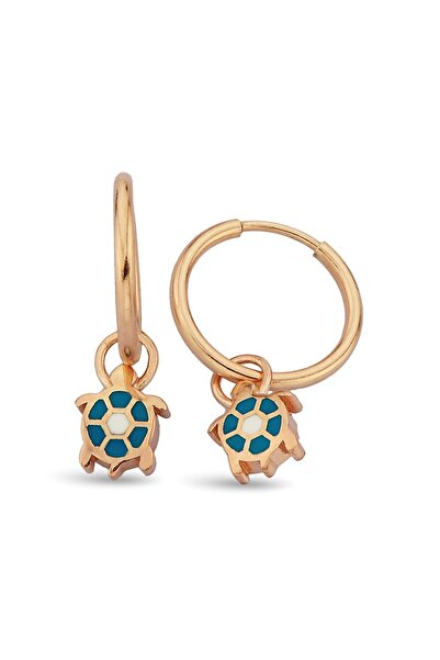 Argentum Concept 925 Ayar Gümüş Rose Kaplumbağalı Halka Küpe