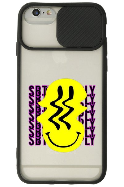 WANNA PROTECT iPhone 6 Plus Black Camera Protected Sliding Smiley Printed Sil...