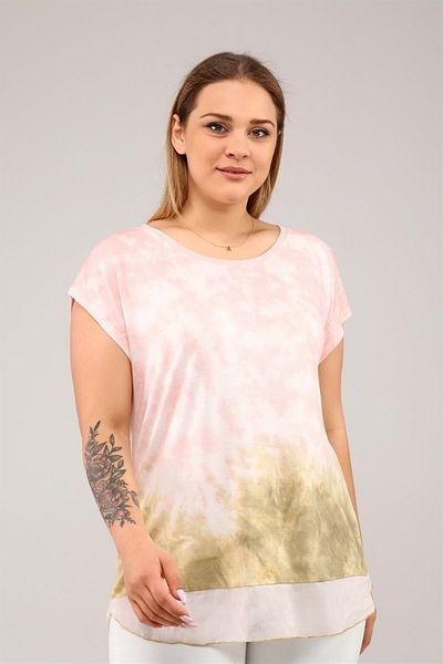 Seamoda Hem Chiffon Batik Tshirt-pink-mustard