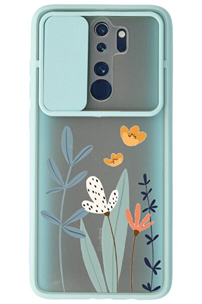 WANNA PROTECT Xiaomi Redmi Note 8 Pro Su Yeşili Kamera Korumalı Sürgülü Çiçek...