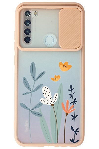 WANNA PROTECT Xiaomi Redmi Note 8 Pembe Kamera Korumalı Sürgülü Çiçek Baskılı...