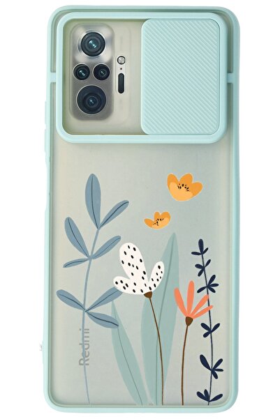 WANNA PROTECT Xiaomi Redmi Note 10 Pro Su Yeşili Kamera Korumalı Sürgülü Çiçe...
