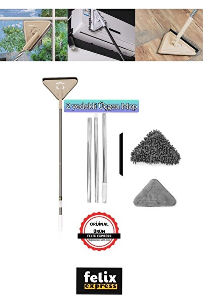 Genel Markalar Vip Üçgen Mop Cam Duvar Tavan Fayans Parke Temizleyici Telesko...