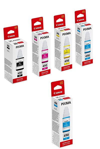 Canon Gı490 Siyah Ve Renkli Kartuş Dolum Mürekkep Seti +1 Mavi Mürekkep Hediy...