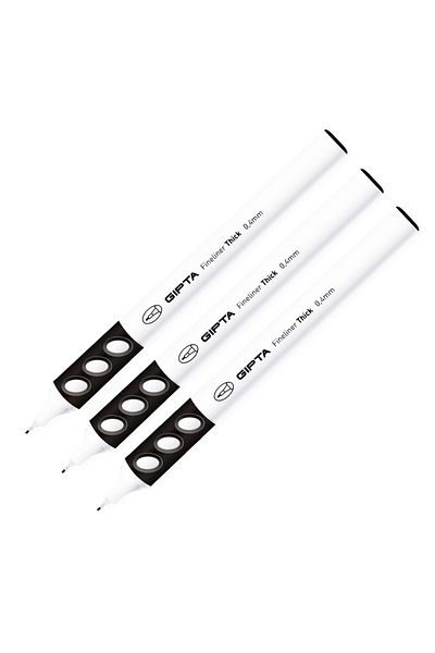 Gıpta Fineliner Thick Felted Pen 0.4 Mm Dark Black 3 Pieces