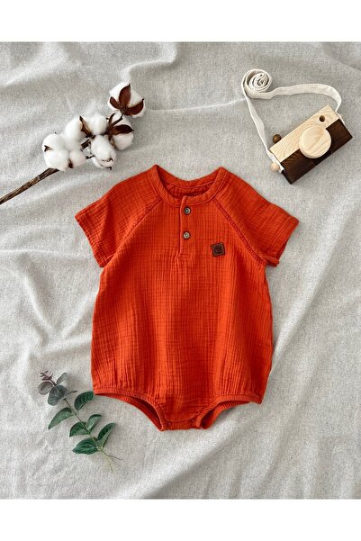 COLORED BABY Unisex Bebek Kısa Kollu Pamuklu Müslin Body Tulum