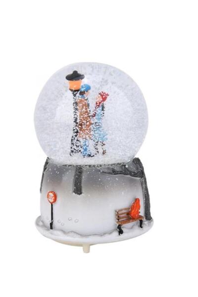 Asfal Kar Küresi Büyük Boy 16cm Otomatik Kar Yağışı Müzikli Işıklı Pil Hediyeli