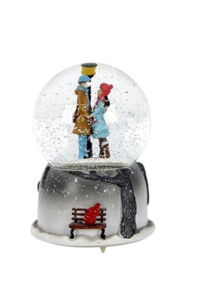 Asfal Kar Küresi Büyük Boy 16cm Otomatik Kar Yağışı Müzikli Işıklı Pil Hediyeli